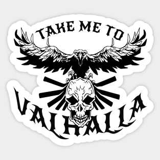 Valhalla Design with skull and crow Sticker